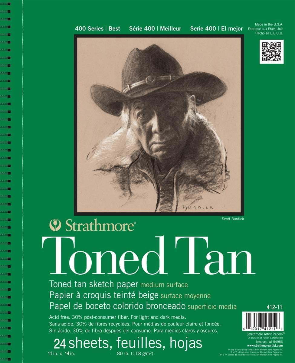 Strathmore 400 Series Sketch Pad, Toned Tan, 11x14 inch, 24 Sheets