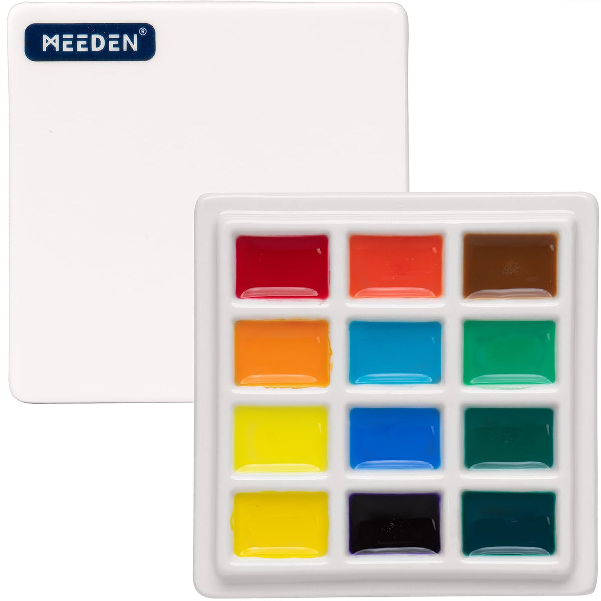 MEEDEN 24-Well Ceramic Watercolor Paint Palette with Cover