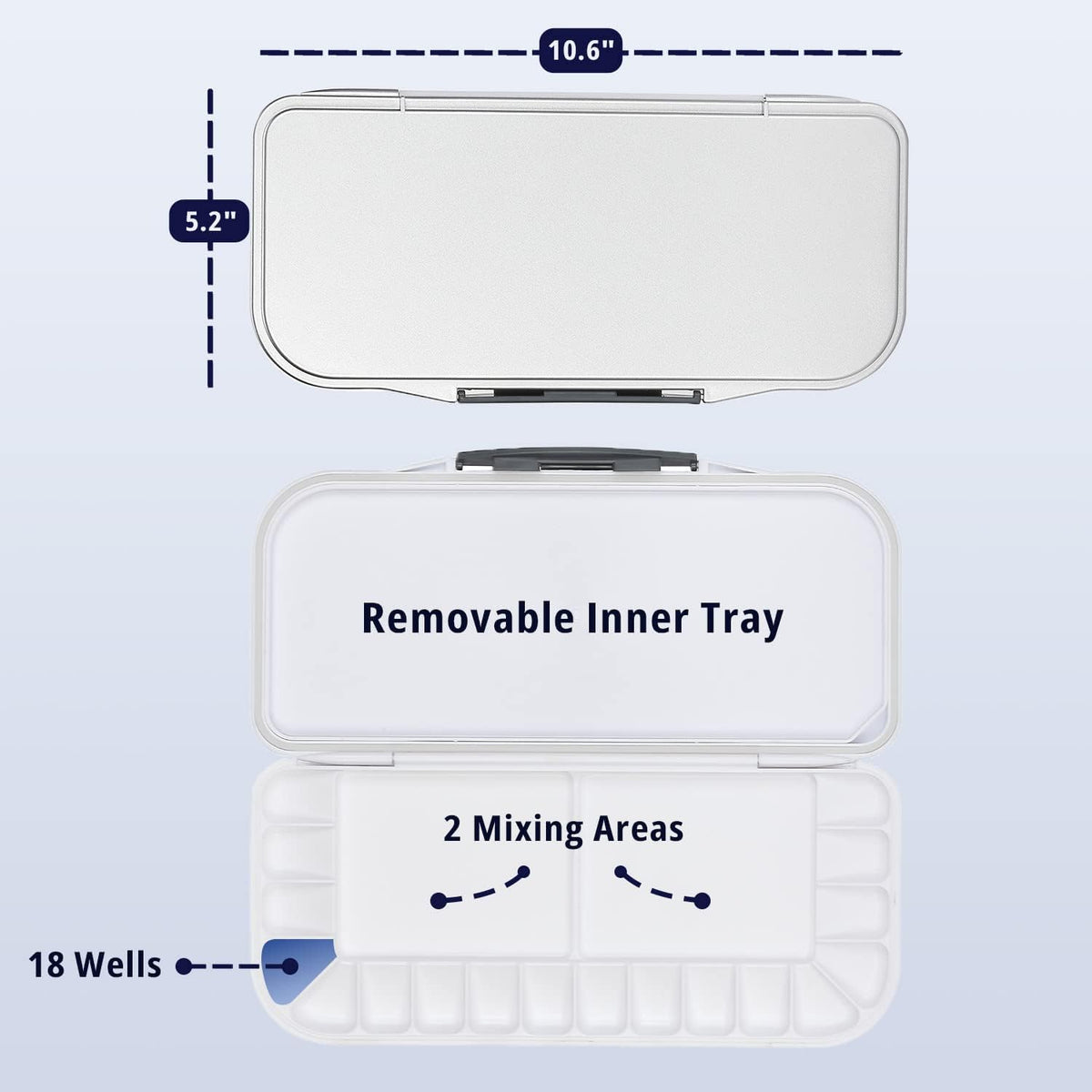 Mr. Pen- Airtight Watercolor Palette with Lid, 18 Wells & 2 Mixing Areas