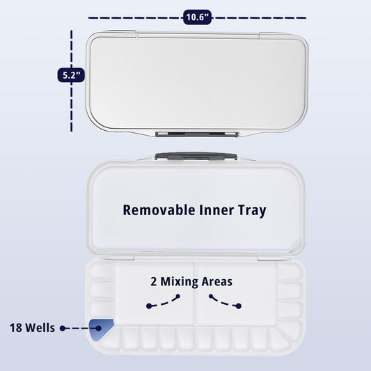 Mr. Pen- Airtight Watercolor Palette with Lid, 18 Wells & 2 Mixing Areas