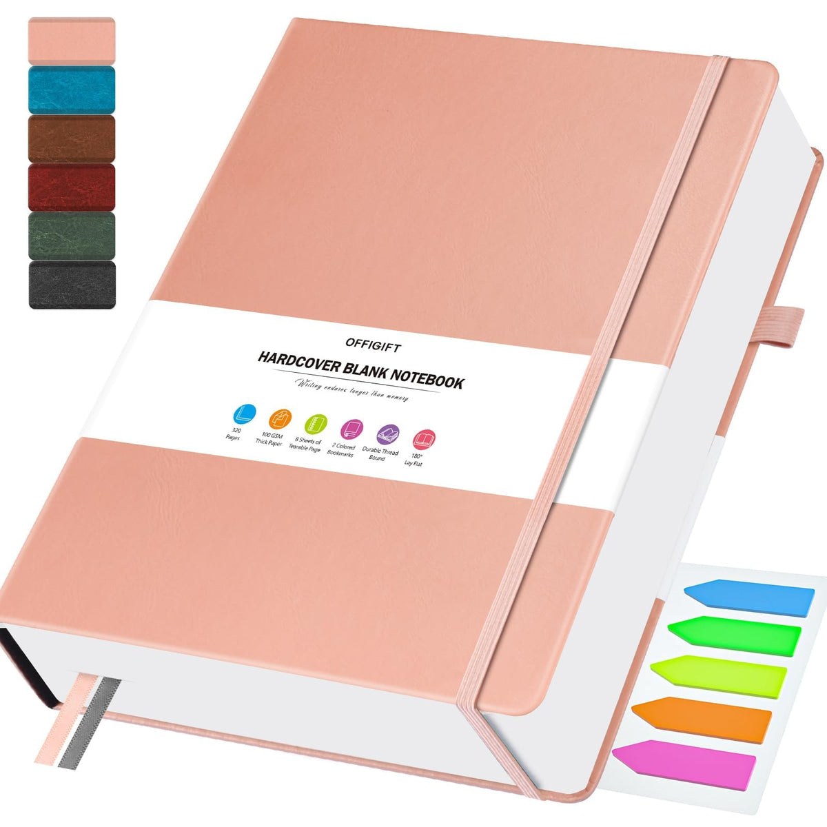 Blank Journal, Hardcover Sketchbook, 320 Pages, Leather Blank Notebook, A5
