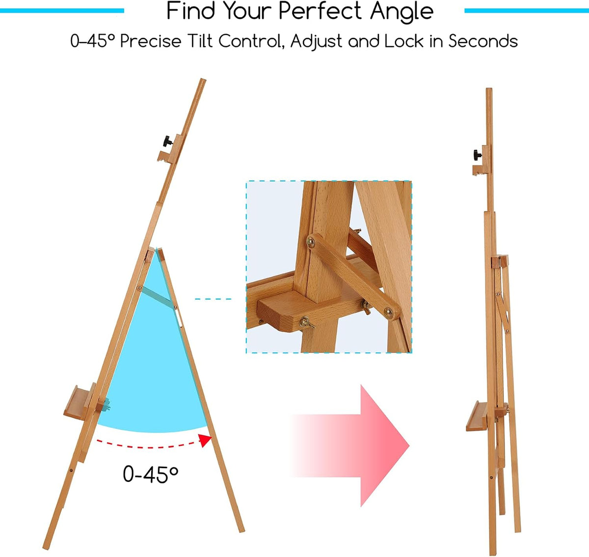 MEEDEN Painting Wooden Art Easel: Solid Beechwood, Hold Canvas up to 43"