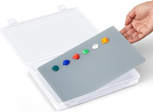 Nuanchu 1 Set Glass Oil Paint Palette, Airtight, 10.2 x 6.8 Inches, Grey