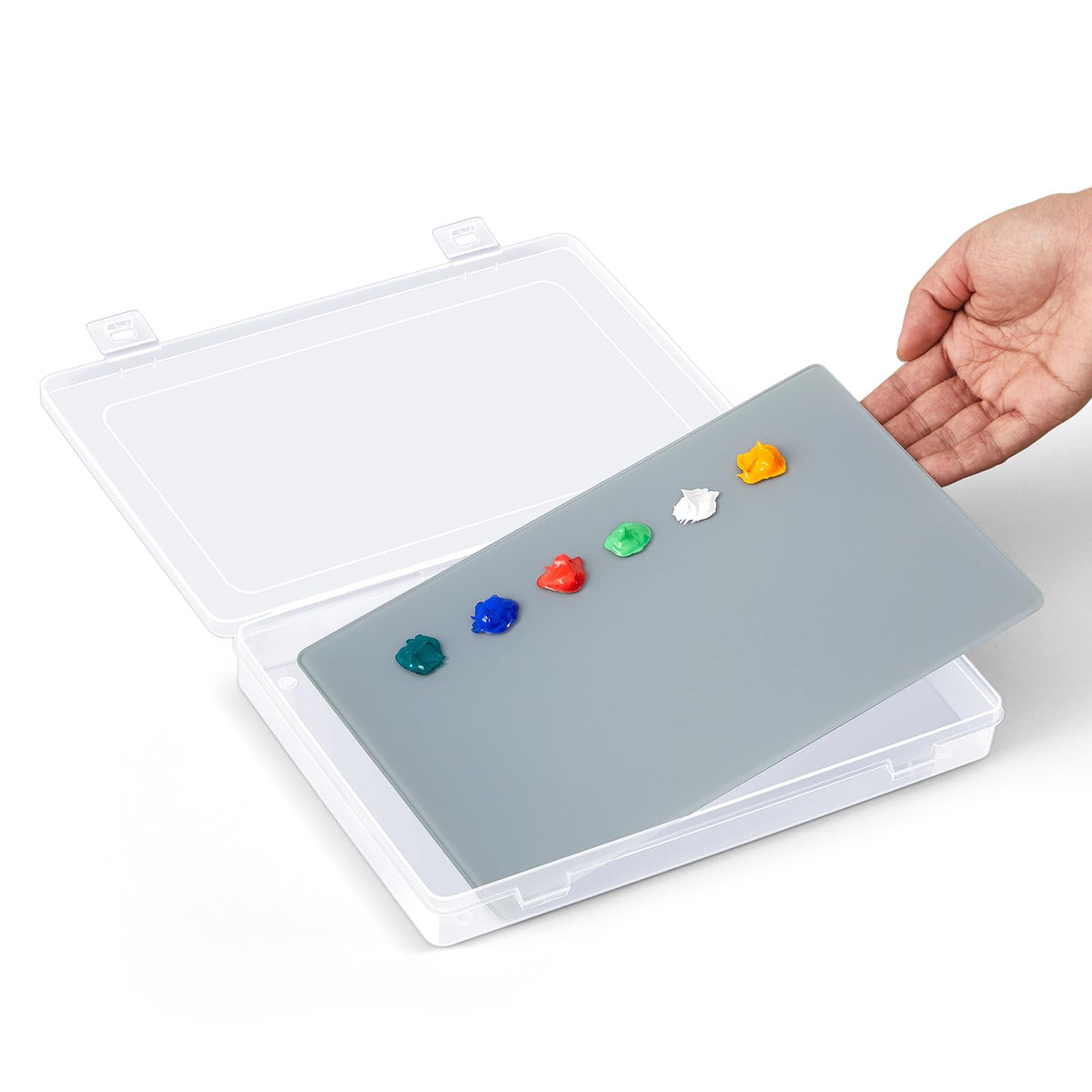 Nuanchu 1 Set Glass Oil Paint Palette, Airtight, 10.2 x 6.8 Inches, Grey