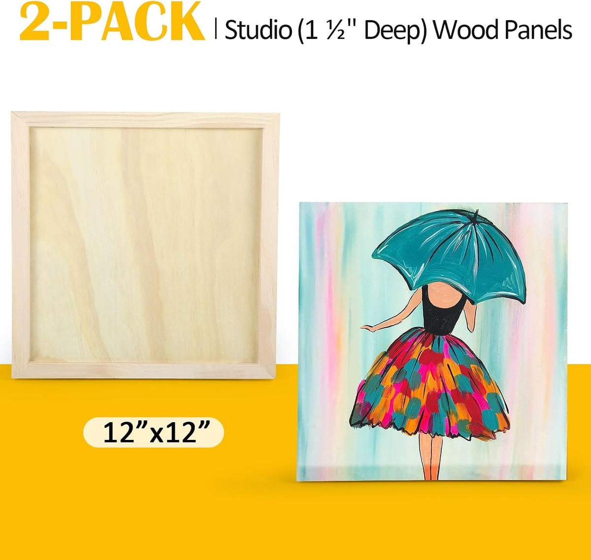 Falling in Art 2 Pack 12x12'' Unfinished Gallery Birch Wood Canvas Panels