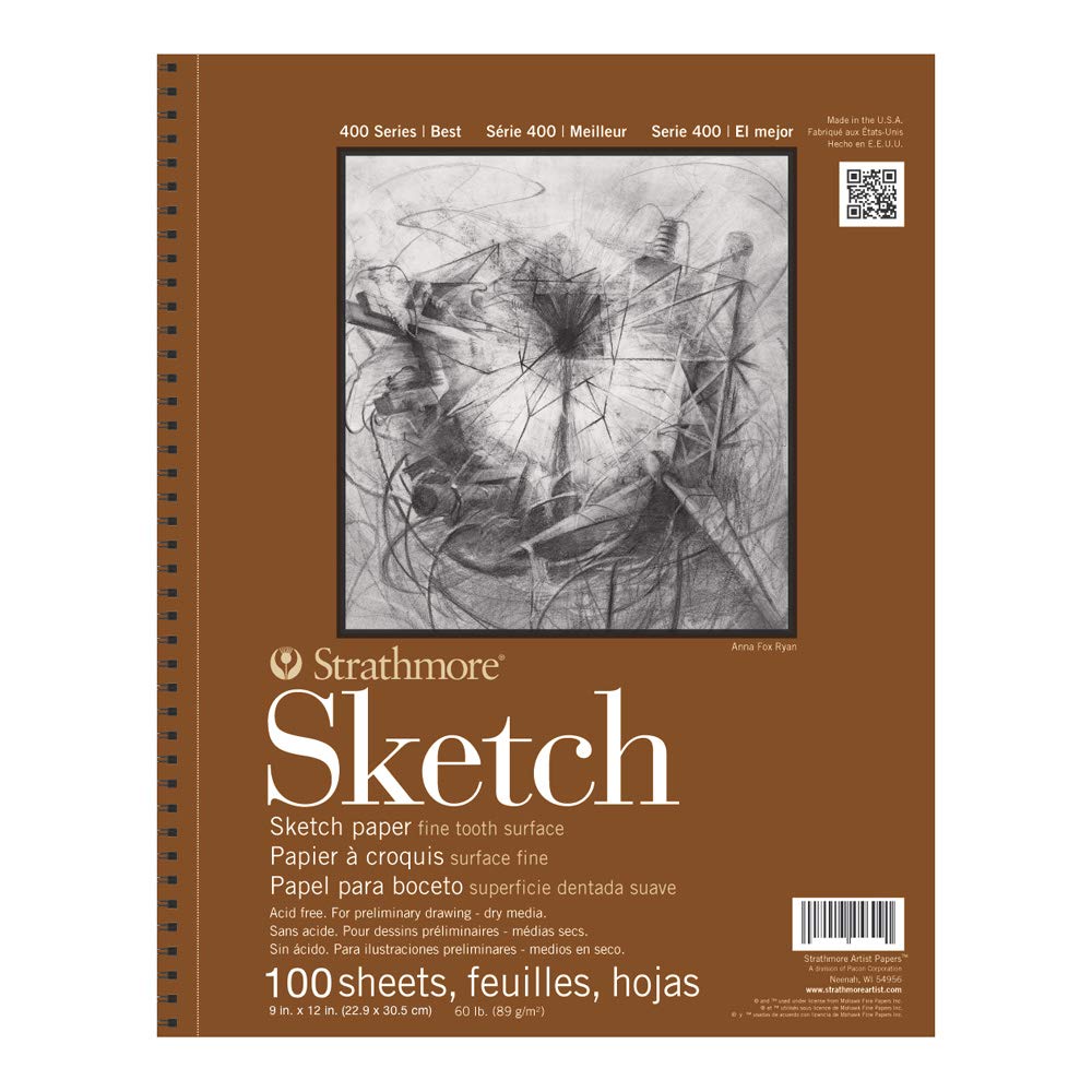 Strathmore 400 Series Sketch Pad, 9x12 inch, 100 Sheets - Artist Sketchbook for Drawing, Illustration, Art Class Students