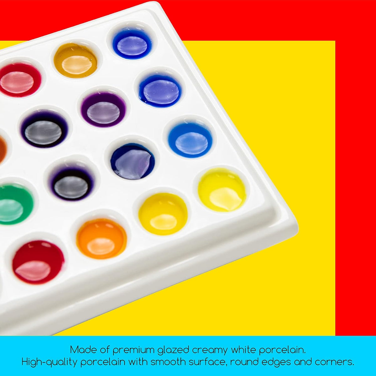 MEEDEN 24-Well Ceramic Watercolor Paint Palette with Cover