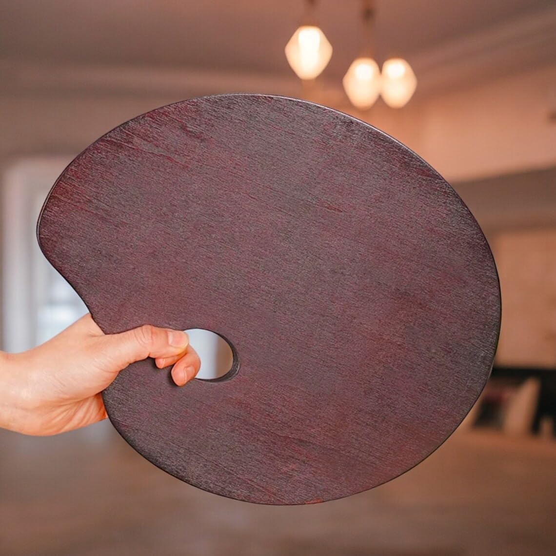 Oval Walnut Wood Paint Palette 12 x 9 Inches | Oil-Sealed Wooden Painting Palettes | Vintage Artist Oil Acrylic Mixing Tray | Portable Lightweight Art Pallet with Thumb Hole 24 x 30 cm
