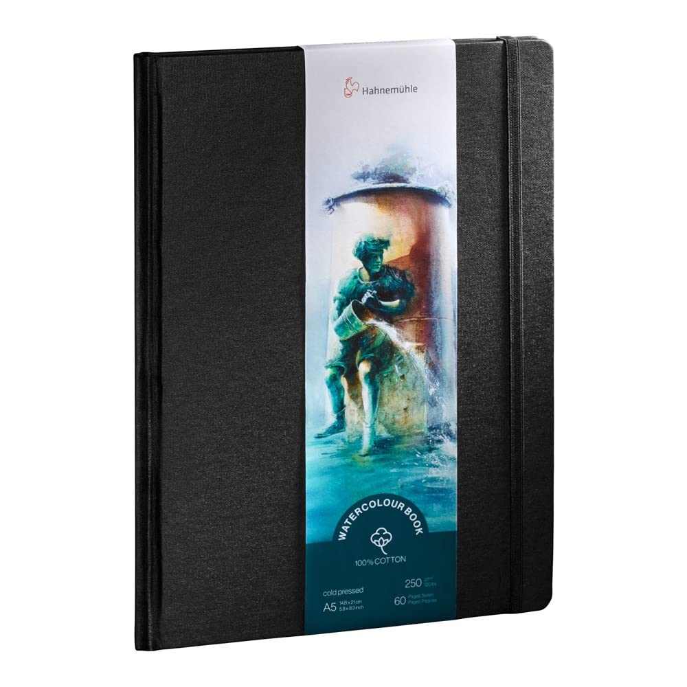 Hahnemühle 10625357 Watercolour Book 250 G/M2, 100% Cotton, AQUARELA NOTEBOK, TAM 19.5X19.5CM, 30 FLS/60 PAG., Natural White