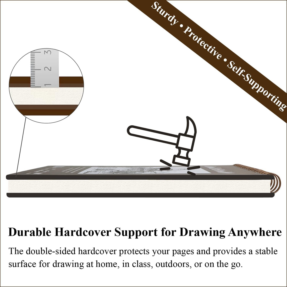 Fuxi Sketch Book 8.5x11, Top Spiral-Bound Sketchbook, 100Sheets_68lb/100gsm