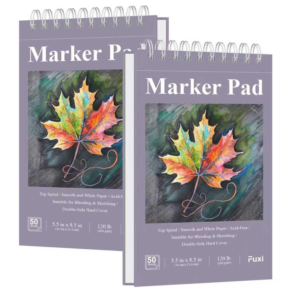 Fuxi Small Sketch Book, Spiral-Bound Sketchbook 5.5 x 8.5 2-Pack 200 Sheets