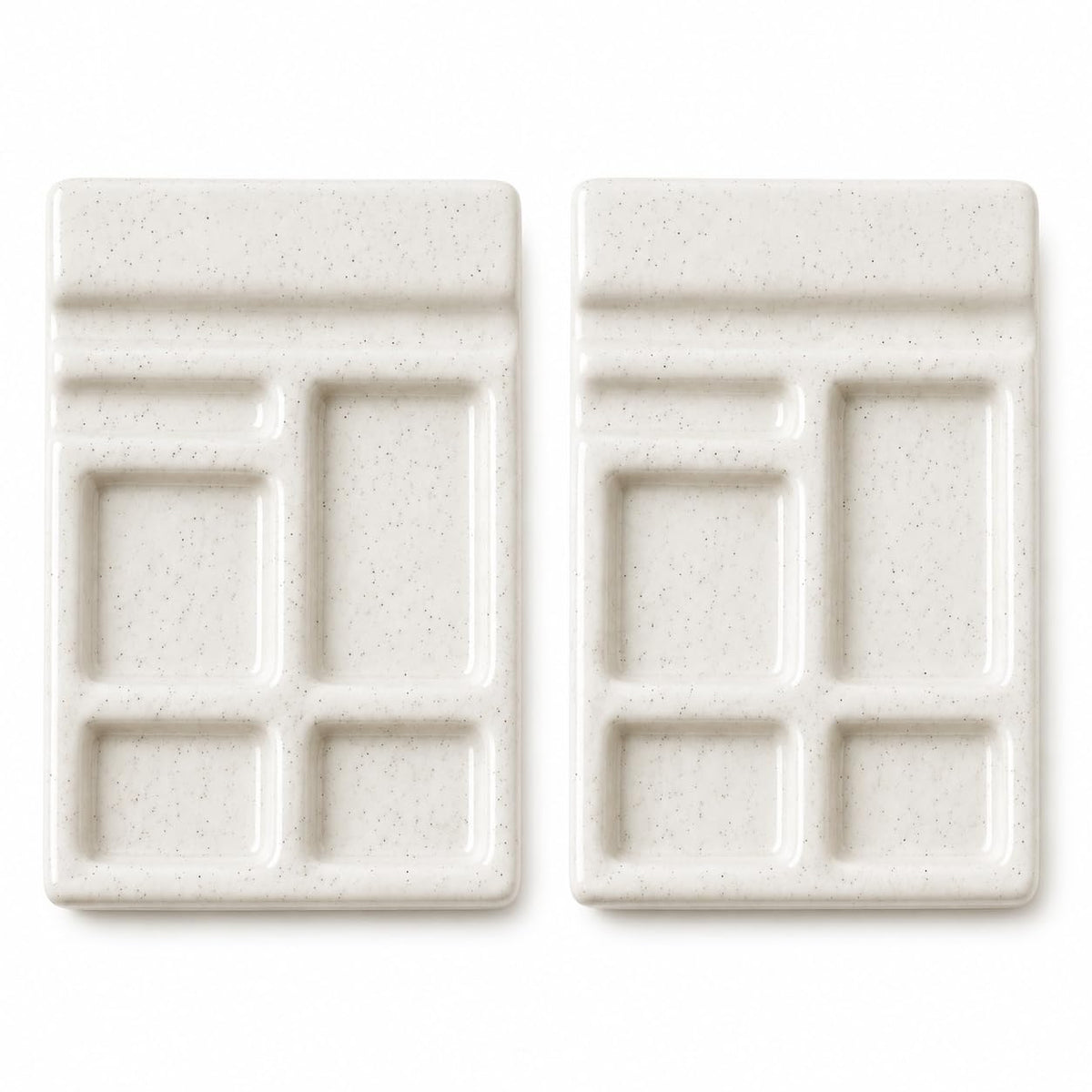 2 Pack Mini White Ceramic Paint Palette with Brush Rest