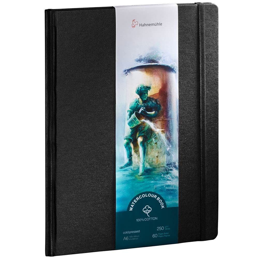Hahnemühle 10625357 Watercolour Book 250 G/M2, 100% Cotton, AQUARELA NOTEBOK, TAM 19.5X19.5CM, 30 FLS/60 PAG., Natural White