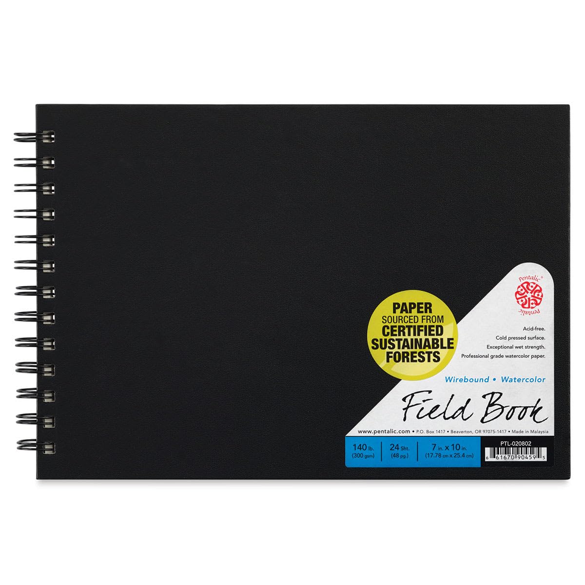 Pentalic - 8.5"x 11" Hardbound Sketchbook, 110 Sheets, Black
