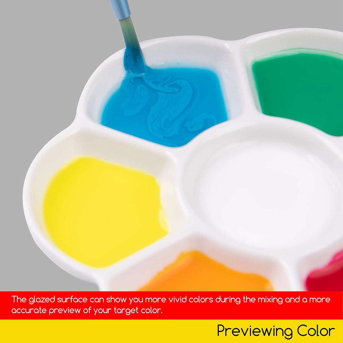 MEEDEN Ceramic Watercolor Paint Palette: 7-Well Color Mixing Tray 4.7"x0.6"