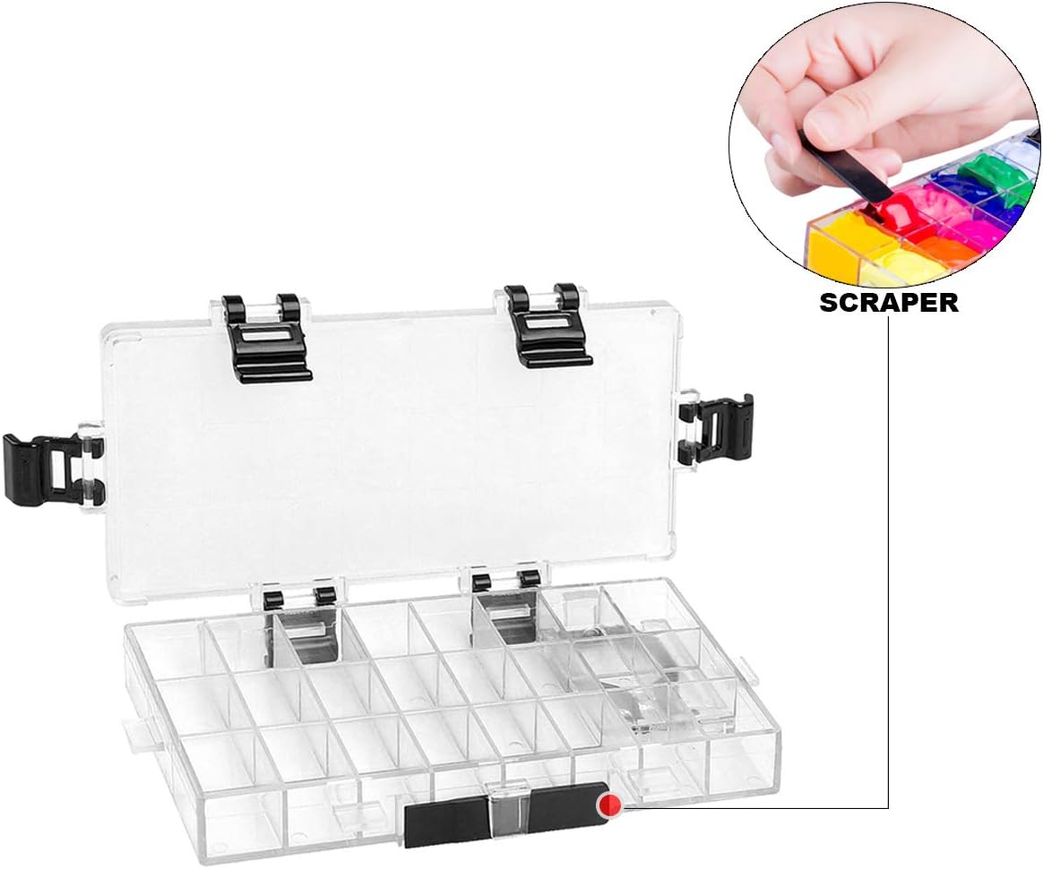 Transon Paint Storage Palette Box 24 Wells Airtight Stay Wet for Watercolor, Gouache, Acrylic and Oil Paint