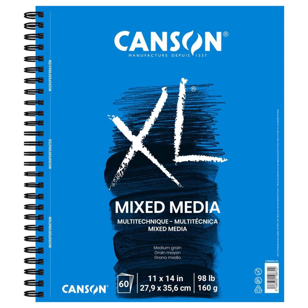 Canson XL Series Mixed Media Paper Pad, Rough, White, 9x12 in