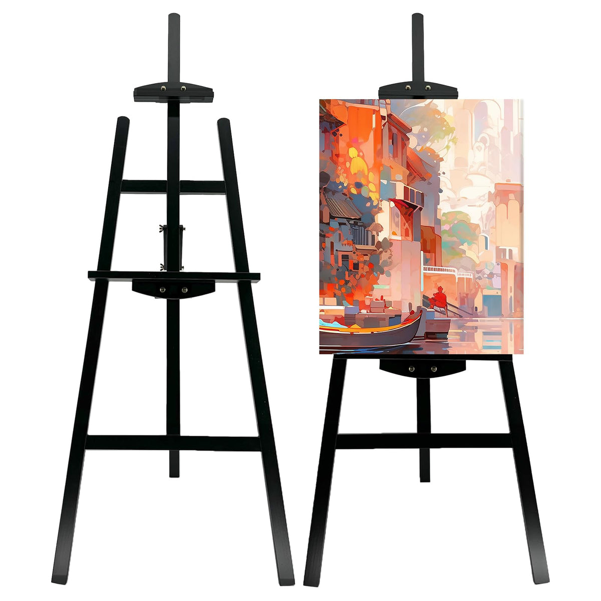 Adjustable Walnut Pine Wooden Painting Easel, Art Easel Stand