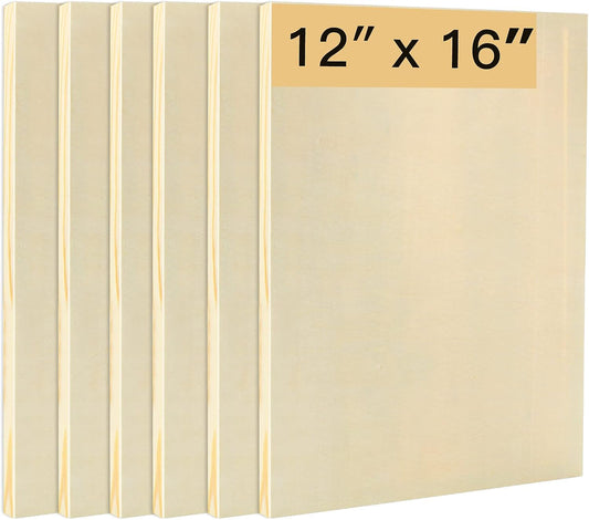 6PCS Wood Panels for Painting, 12 x 16 Inch Craft Wood Canvas Panel Boards Unfinished Wooden Painting Pouring Panel Board for Arts & Crafts, 3/4 Inch Deep