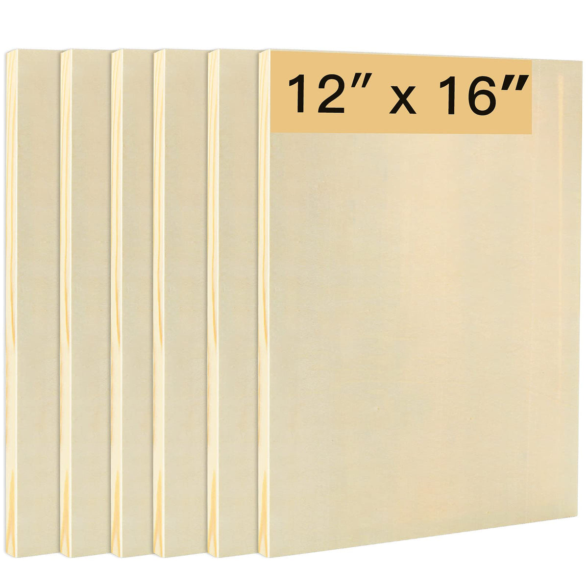 6PCS Wood Panels for Painting, 12 x 16 Inch Craft Wood Canvas Panel Boards Unfinished Wooden Painting Pouring Panel Board for Arts & Crafts, 3/4 Inch Deep