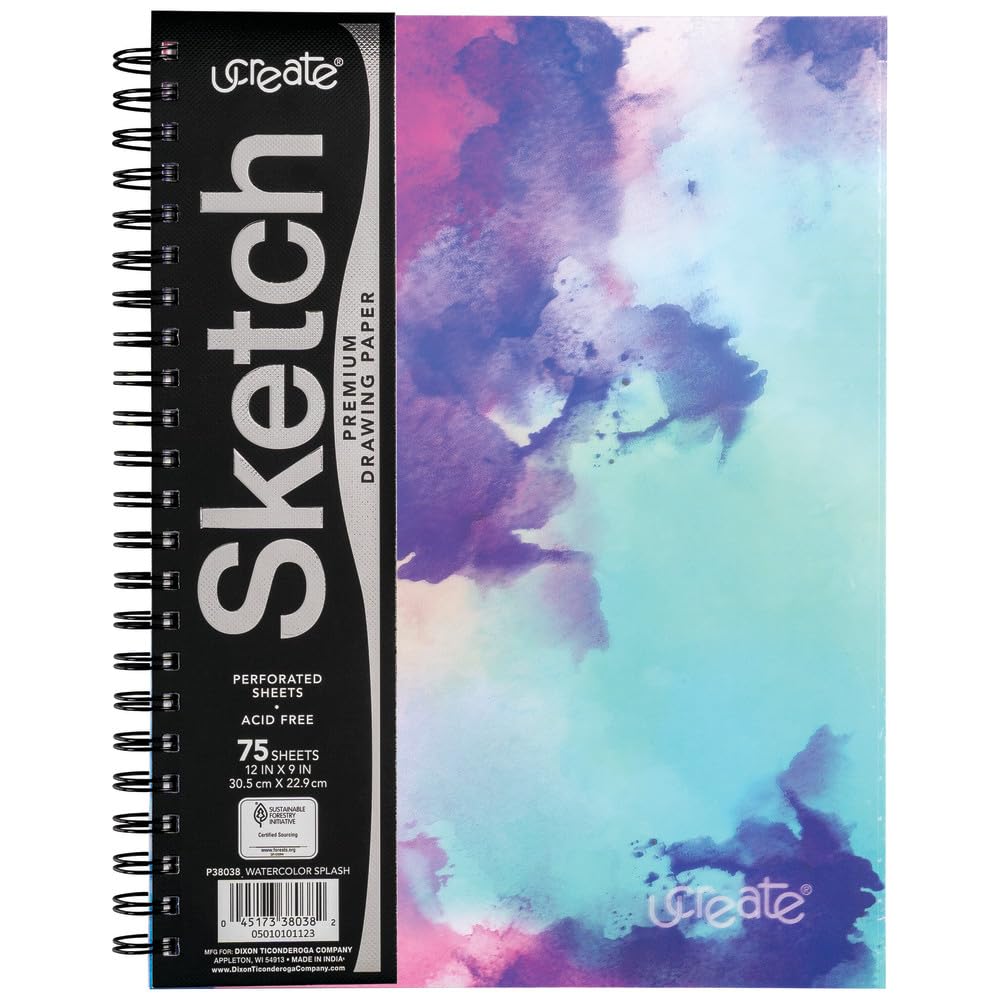 UCreate Fashion Poly Sketch Book, Kaleidoscope, 9'' x 12'', 75 Sheets