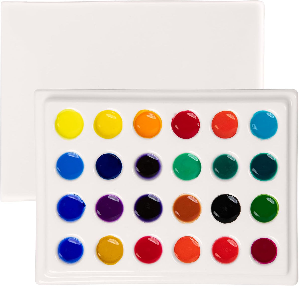 MEEDEN 24-Well Ceramic Watercolor Paint Palette with Cover