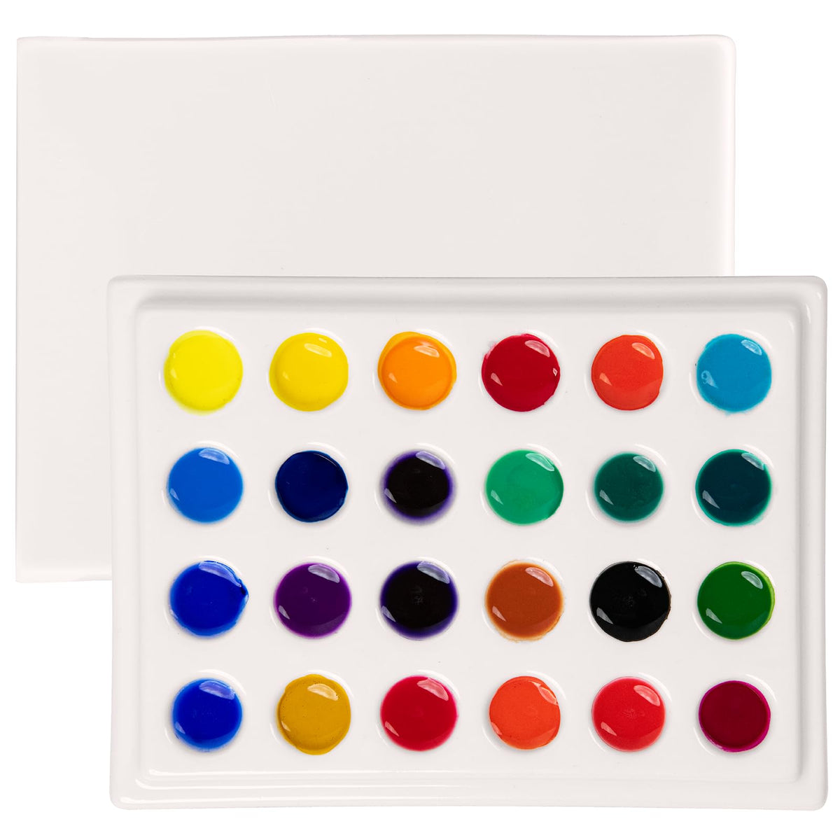 MEEDEN 24-Well Ceramic Watercolor Paint Palette with Cover