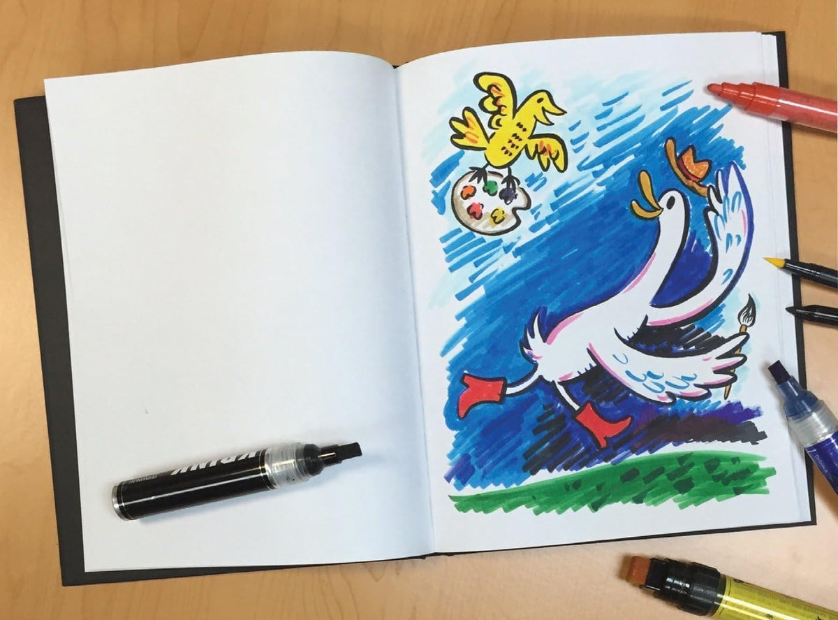 RENDR Hardbound Sketchbook 8.5x11, Bleed-Proof Paper for Alcohol Markers, Copic and Ink | 180 GSM, No Show-Thru, 48 Sheets