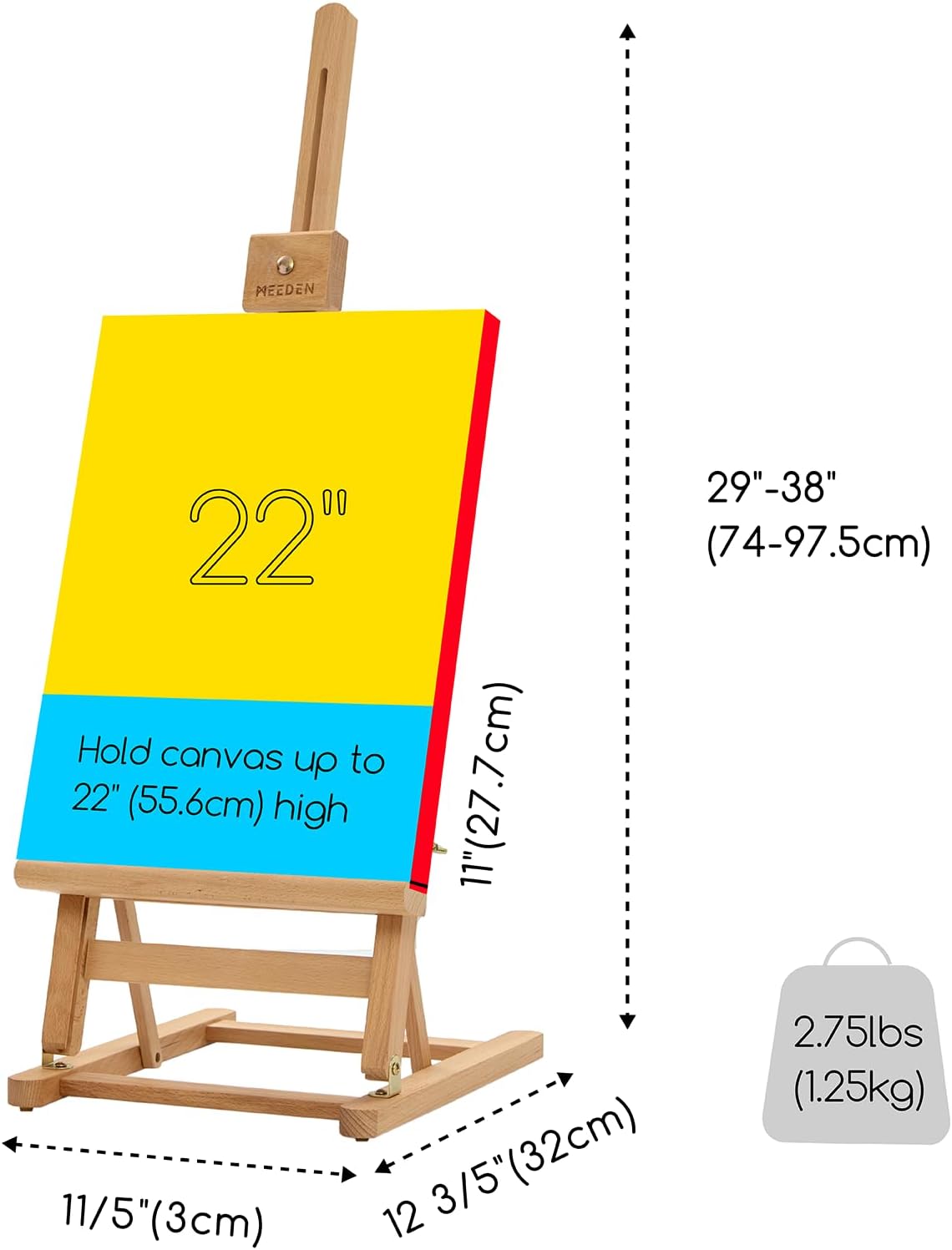 MEEDEN H-Frame Tabletop Easel for Painting: Adjustable Desktop Easel