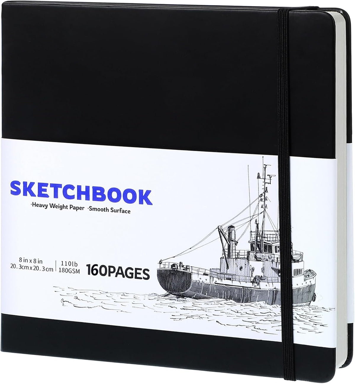 80 Sheets Hardcover Square Sketchbook 8×8In, 180gsm Heavyweight Drawing Pad