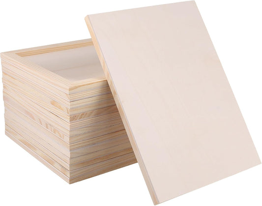 15 PCS 9x12 Inch Wood Canvas, Rectanglar Painting Canvas Board, Unfinished Wooden Panel Boards for Painting, Pouring Art Projects, DIY Craft
