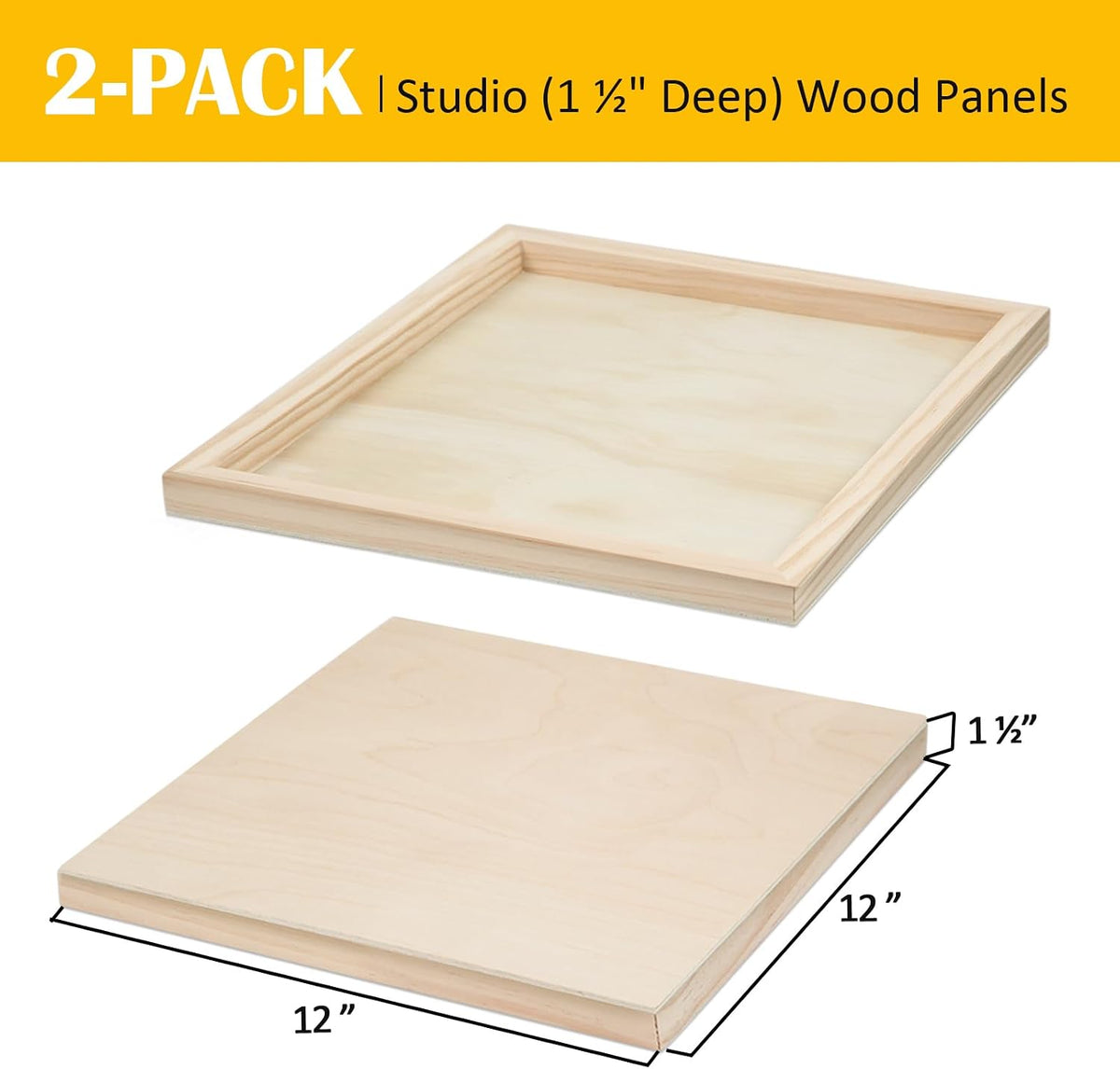Falling in Art 2 Pack 12x12'' Unfinished Gallery Birch Wood Canvas Panels