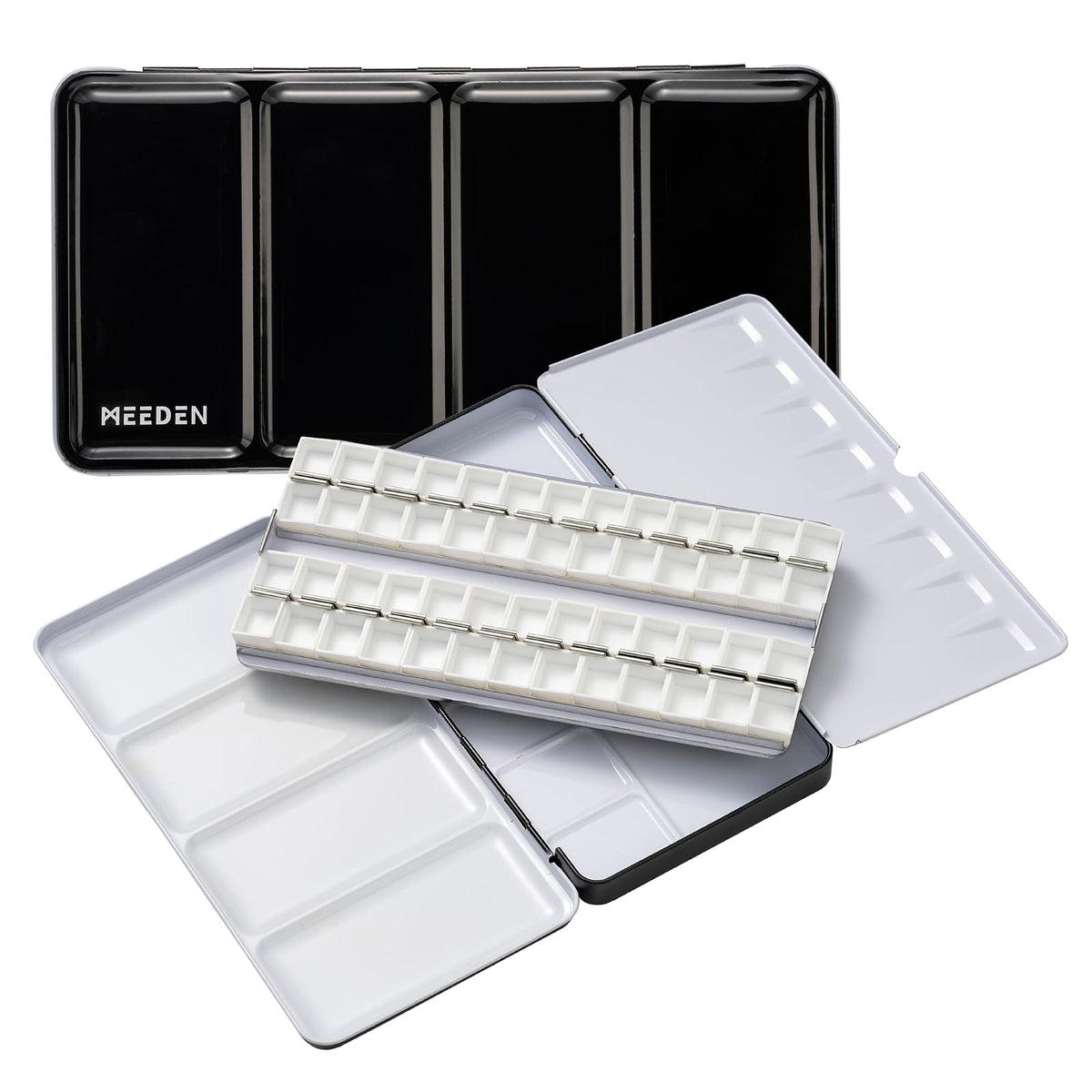 MEEDEN Empty Watercolor Paint Palette: Travel Water Color Palette Tin with 12 Half Pans - Portable Metal Palette Tin Box (Black)