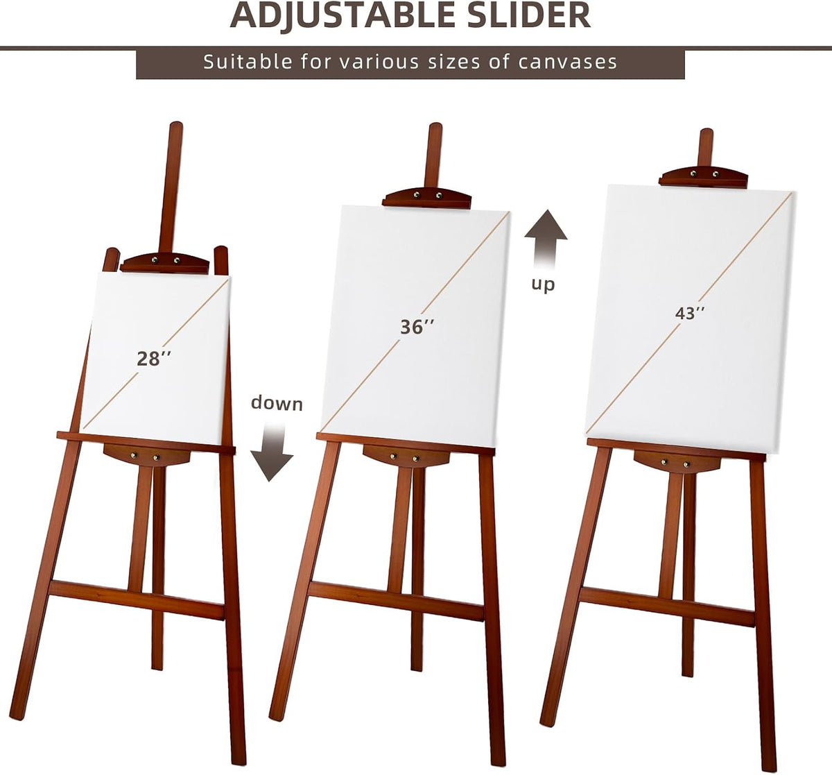 Adjustable Walnut Pine Wooden Painting Easel, Art Easel Stand