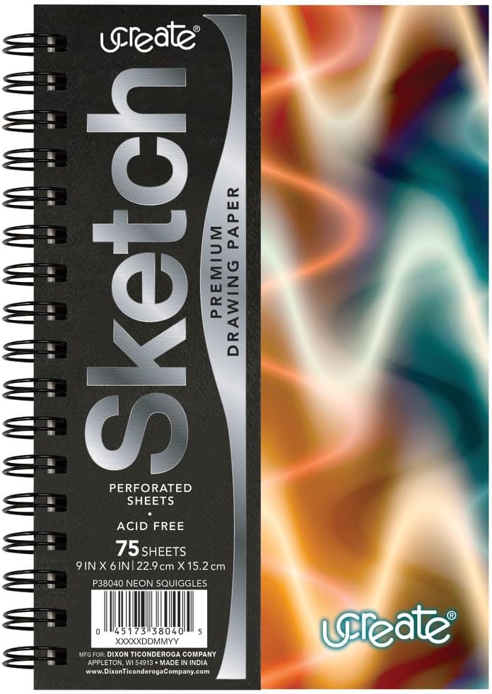 UCreate Fashion Poly Sketch Book, Kaleidoscope, 9'' x 12'', 75 Sheets