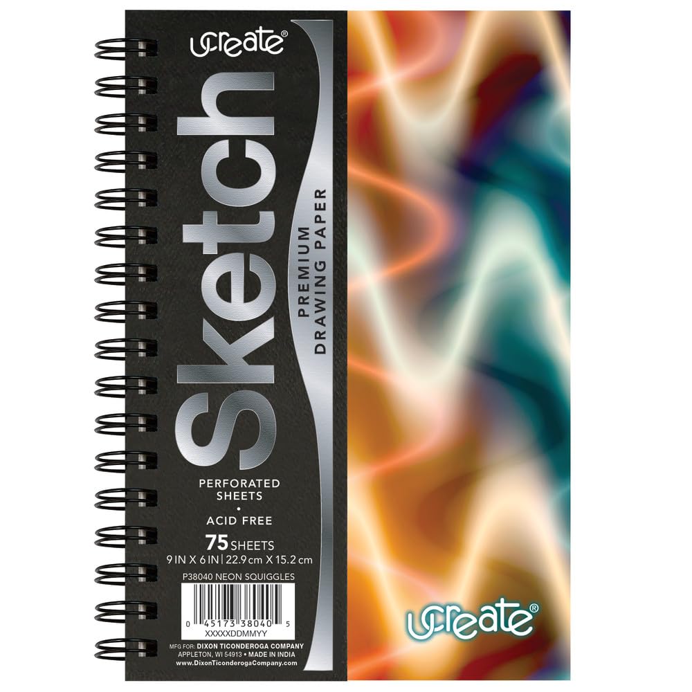 UCreate Fashion Poly Sketch Book, Kaleidoscope, 9'' x 12'', 75 Sheets