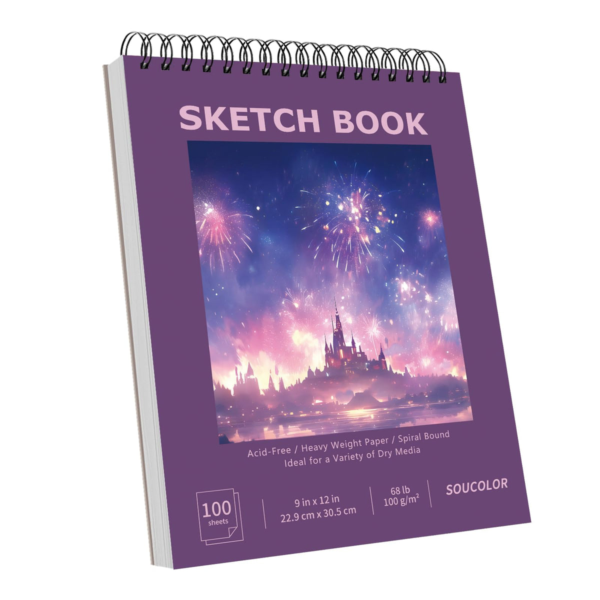 Soucolor Cute Sketch Book 9" x 12" Drawing Paper,Pink Teen Girls Sketchbook