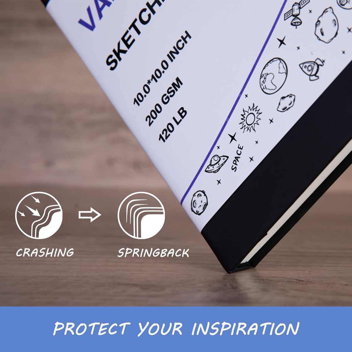 Vanrtto Hardcover Square Sketch Book, Mixed Media Sketchbook 8x8 Inch