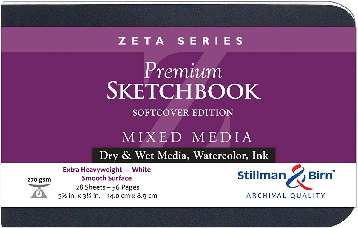 Stillman & Birn Zeta Series Softcover Sketchbook, 7.5" x 7.5", 270 gsm (Extra Heavyweight), White Paper, Smooth Surface