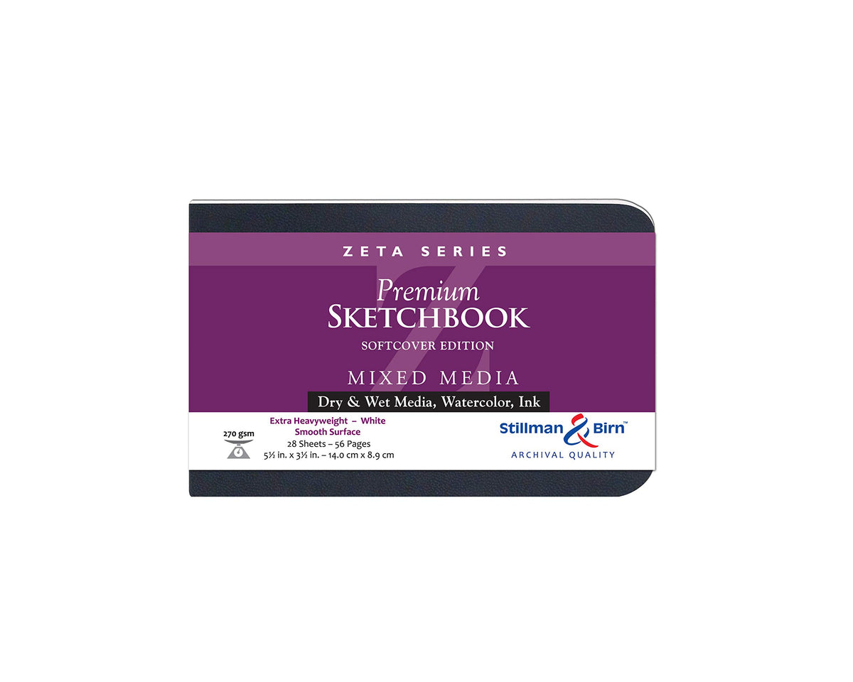 Stillman & Birn Zeta Series Softcover Sketchbook, 7.5" x 7.5", 270 gsm (Extra Heavyweight), White Paper, Smooth Surface