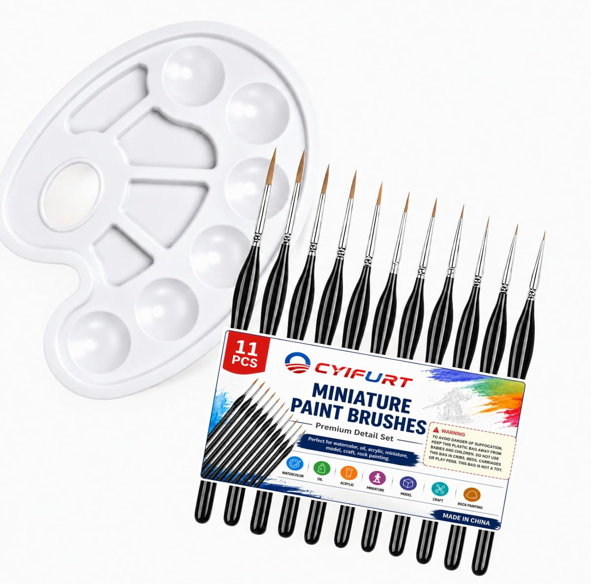 11PCS Miniature Detail Paint Brushes for Acrylic Painting