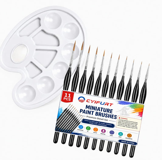 11PCS Miniature Detail Paint Brushes for Acrylic Painting