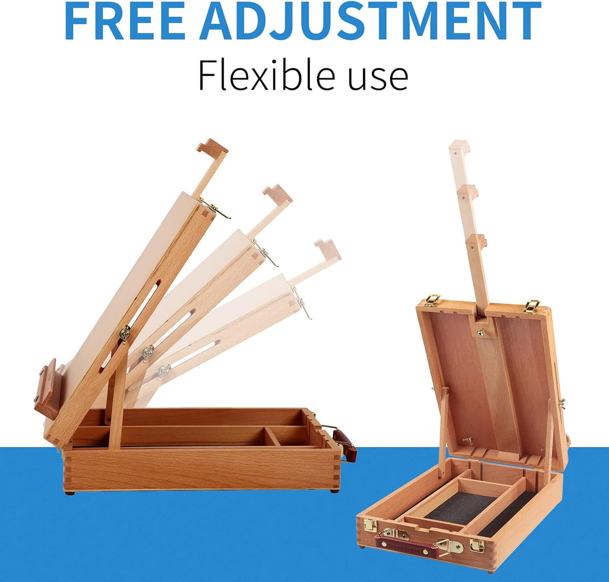 Falling in Art Wooden Tabletop Easel, Beech Wood Sketchbox Desktop Easel