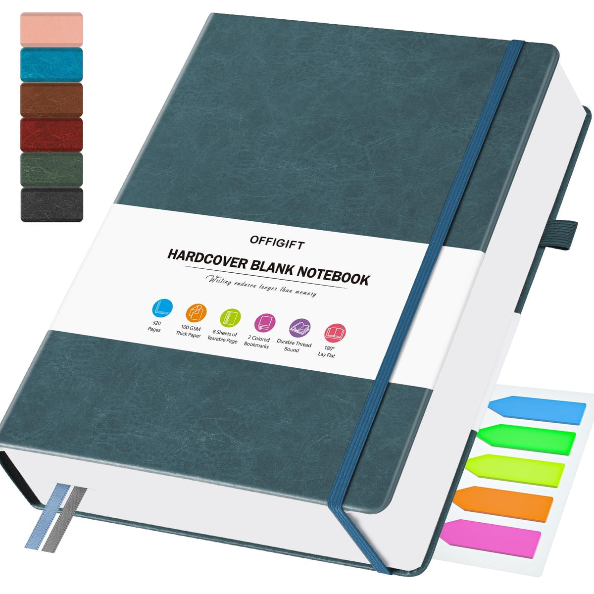 Blank Journal, Hardcover Sketchbook, 320 Pages, Leather Blank Notebook, A5