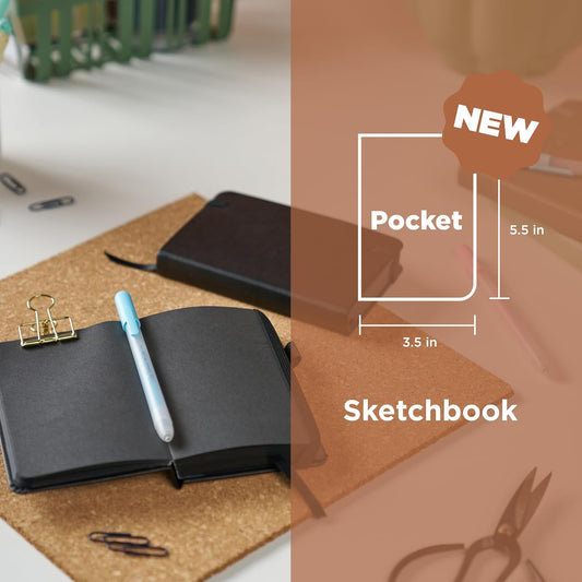 Sakura Sketchbook Pocket, Black Hardcover, Black Paper, 3.5 x 5.5", 2 Count
