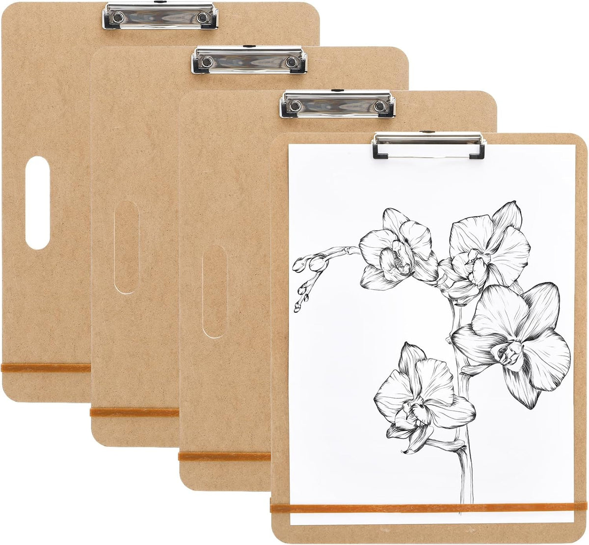 Frcctre 4 Pack 13x17 Inch Sketch Drawing Boards, Portable Wooden Clipboards with Handle and Low-Profile Metal Clip for Sketching, Drawing, Painting, Class Studio Art Supplies