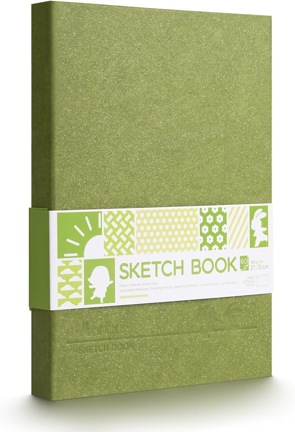 Arrtx Hardcover Sketch Book, 60 Sheets, 8.5 x 6.1 Inches