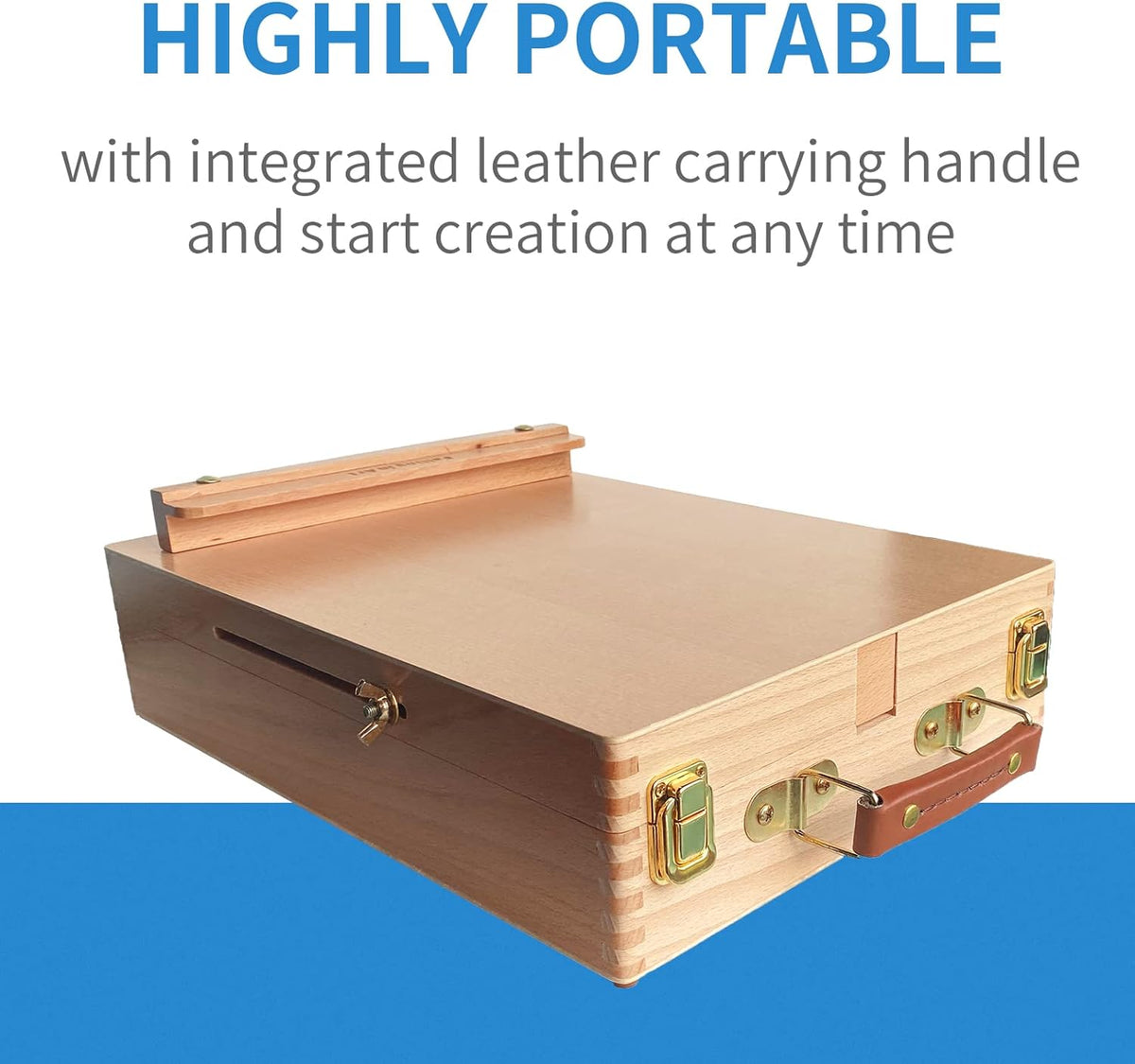 Falling in Art Wooden Tabletop Easel, Beech Wood Sketchbox Desktop Easel