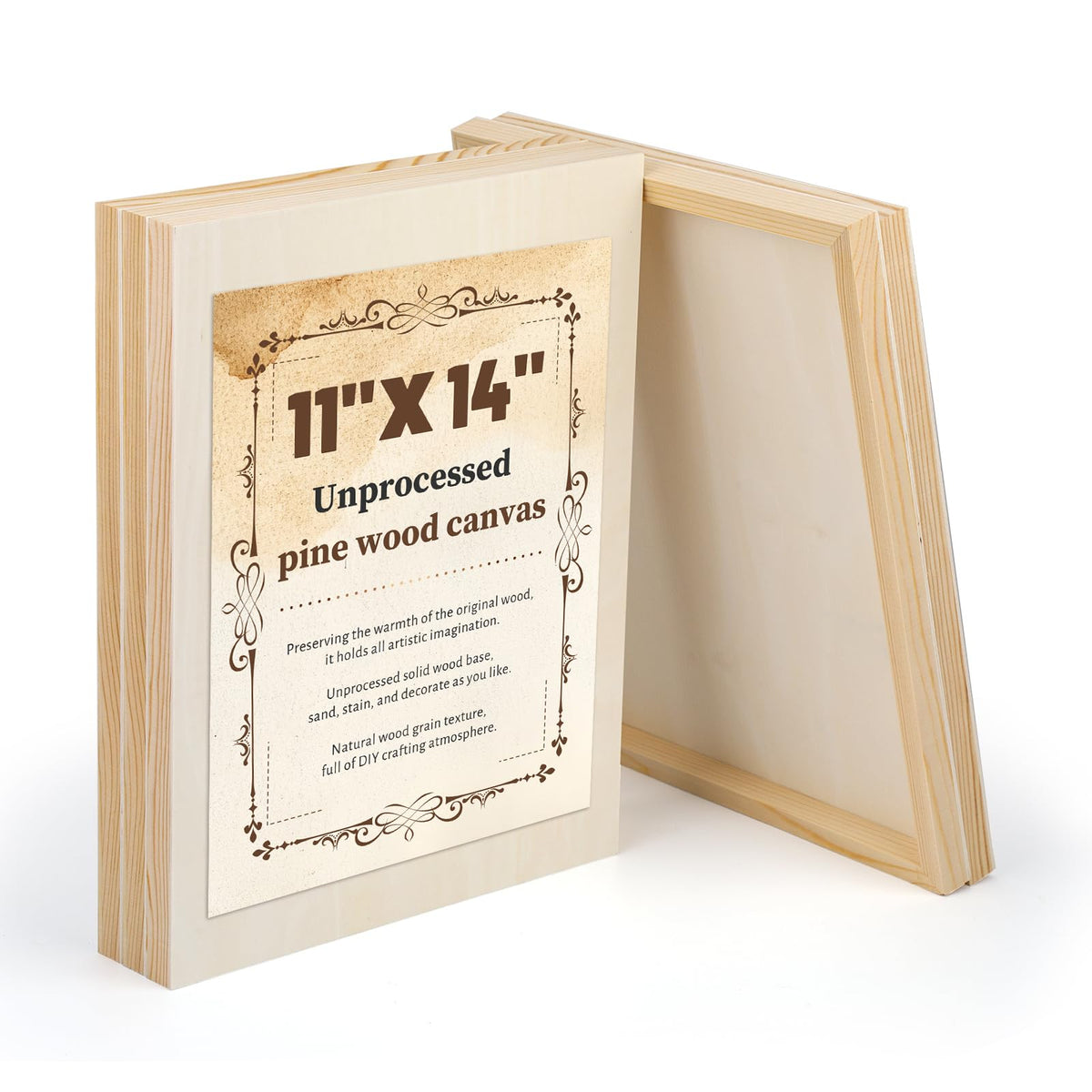 Wood Canvas Boards, 10 Pack 6 x 6 Inch Unfinished Painting Panels