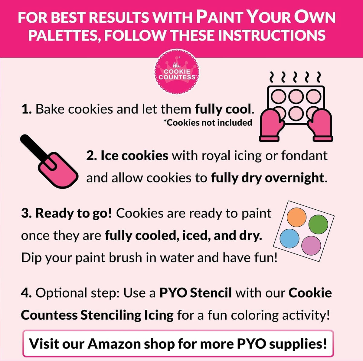 The Cookie Countess PYO Edible Paint Palettes 36 Pouch - Primary